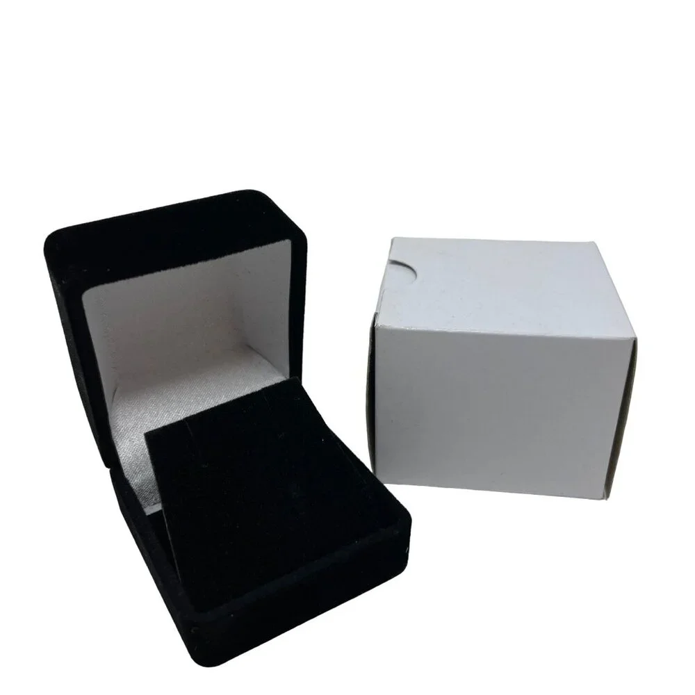 Set of 6 Black Flocked Earring Gift Boxes Jewelry Box New